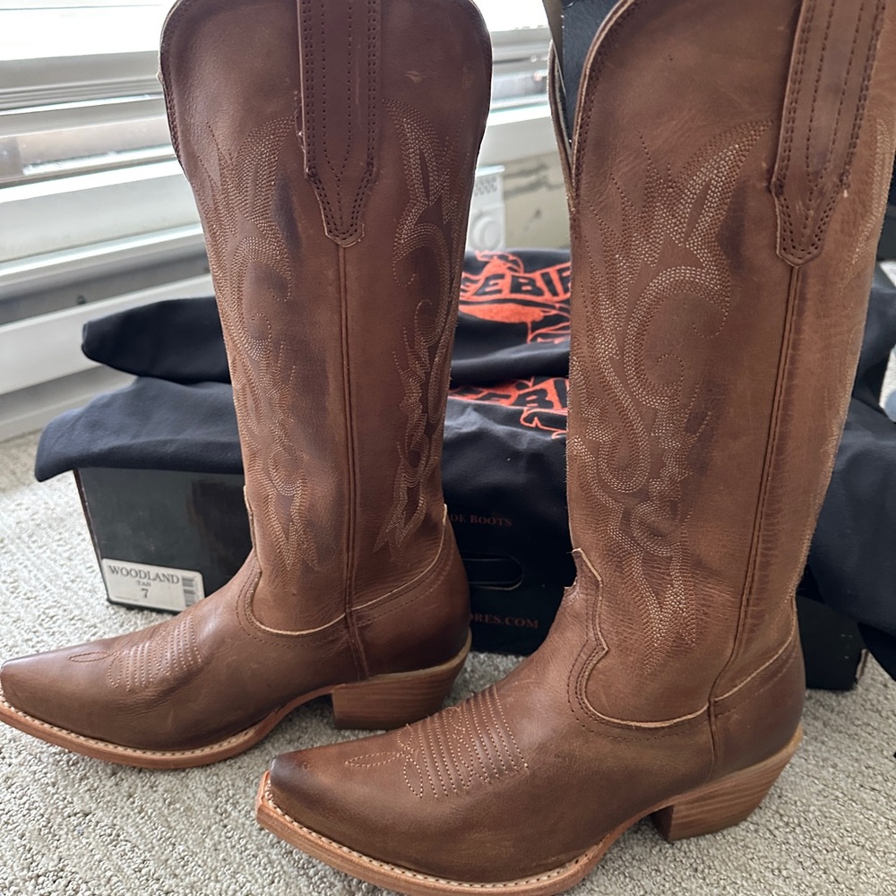 New Freebird Woodland Western Cowboy Boots Tan 7 - Picture 6 of 10